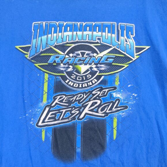 Indianapolis Indiana Racing Tank Top Mens Sleeveless Blue Crew Neck Regular Fit - Picture 7 of 13